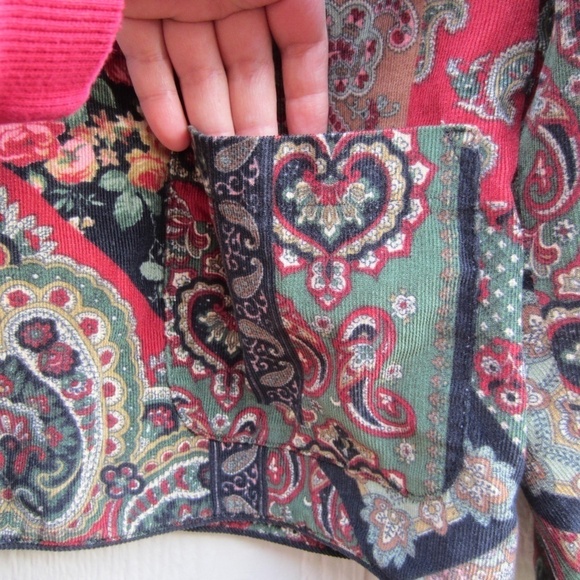 Orvis jacket Women's L?? Paisley Corduroy Button up Patchwork Pokects Grannycore - Picture 2 of 12